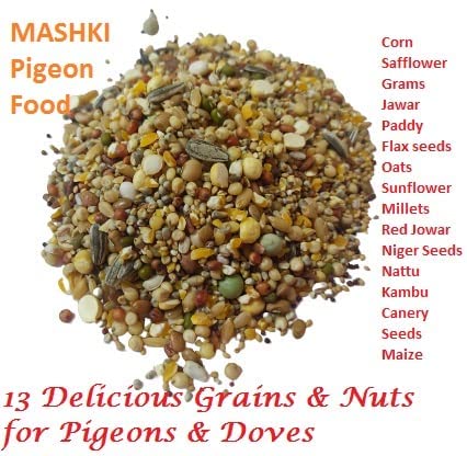 MASHKI Pigeon Food Mix With Multigrain & Seeds. Hand Picked Essential Ingredients With 13 Delicious Grains & Nuts For Pigeons & Doves Bird Food 5Kg,All Life Stages, 1 Count - Image 3