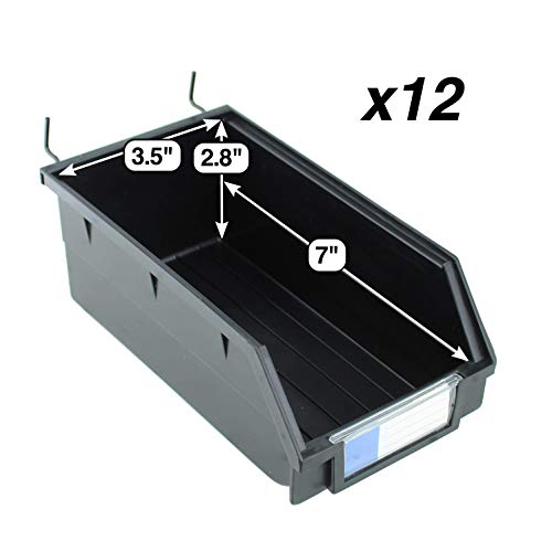 Right Arrange Pegboard Bins – 12 Pack Black Extra Large - Hooks to Any Peg Board - Organize Hardware, Accessories, Attachments, Workbench, Garage Storage, Craft Room, Tool Shed, Hobby Supplies, Parts - Image 2