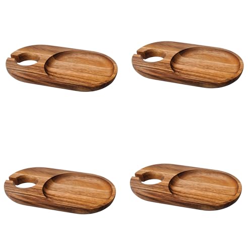 Ironwood Gourmet Petaluma Cocktail Plates Acacia Wood Set of 4