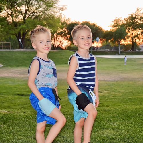 Cozople Big Boys Quick Dry UPF50+ Beach Swim Trunks with Stretchy Boxer Brief Liner Swimming Shorts Novelty Blue Shark Graphic Lightweight Swimwear Bathing Suit Size 10-12 - Image 4