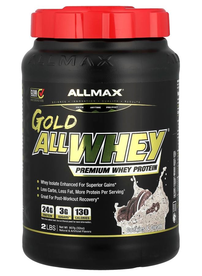 Allmax GOLD ALLWHEY® Premium Whey Protein Cookies & Cream 32 oz (907 g) - Image 1