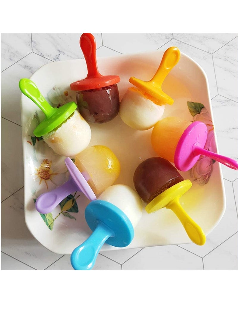 SYOSI - Mini Silicone Popsicle Mold, 7-cavity DIY Ice Pop Mold with Colorful Plastic Sticks, Popsicle Makers for Egg Bites and Ice Cream Mould, Baby Food Storage Container, Non-Stick Ice Cube Trays Blue - Image 1