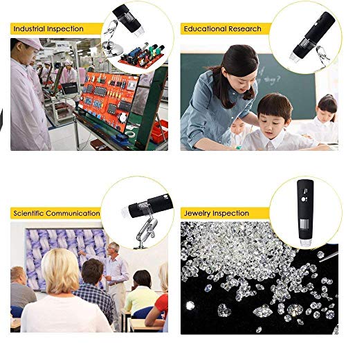 COOLCOLD ميكروسكوب رقمي COOLCOLD واي فاي، 50X-1000X تكبير رقمي، منظار HD 2 ميجابكسل مع 8 LED لهواتف أندرويد و iOS، آيفون، سامسونج، تابلت، كمبيوتر ويندوز (أسود) - Image 5
