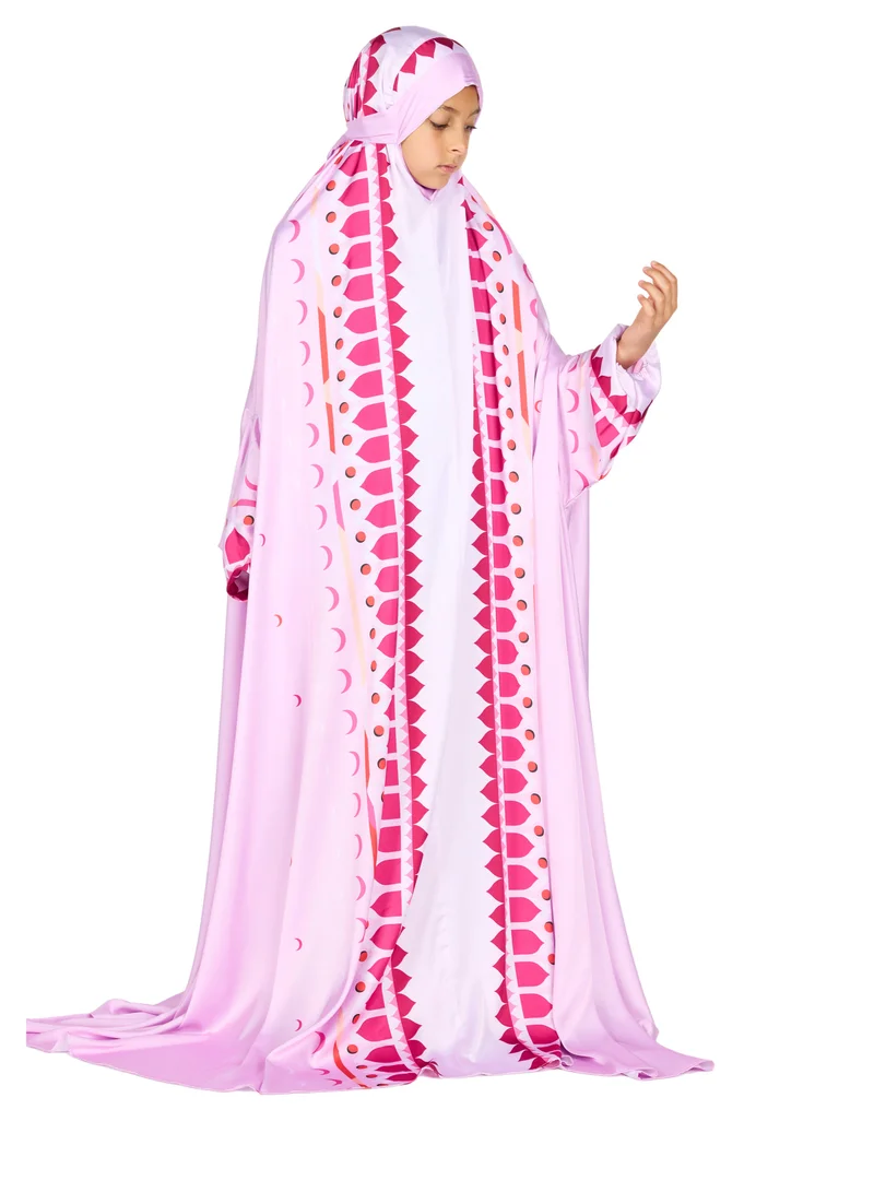 Sabr 'Desert Voyage I' Kids Prayer Dress, Pink, 145cm