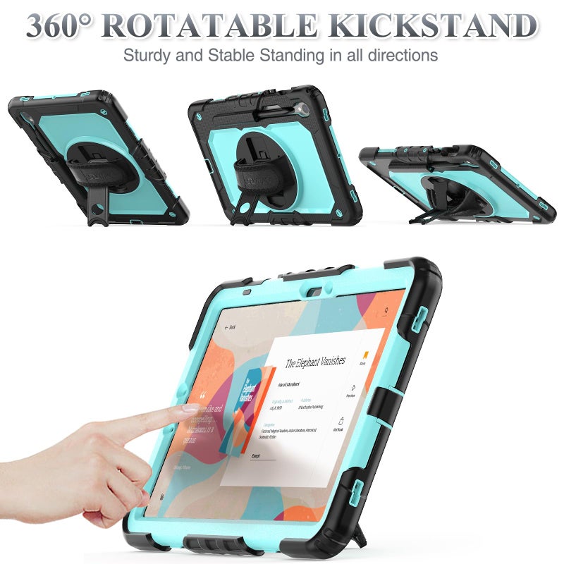 SEYMAC stock Case for Samsung Galaxy Tab S10 Lite / S10 FE / S9 FE 5G / S9 Tablet Case 10.9''/ 11'' Protective with Screen Protector, Pen Holder, 360 Rotate Stand, Hand Strap, Shoulder Strap, SkyBlue1 - Image 4