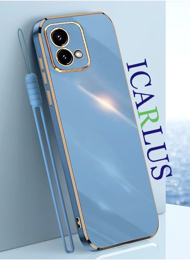 ICARLUS For Motorola Moto G84 5G Case Glossy Electroplating TPU Protective Cover Gold-Blue 