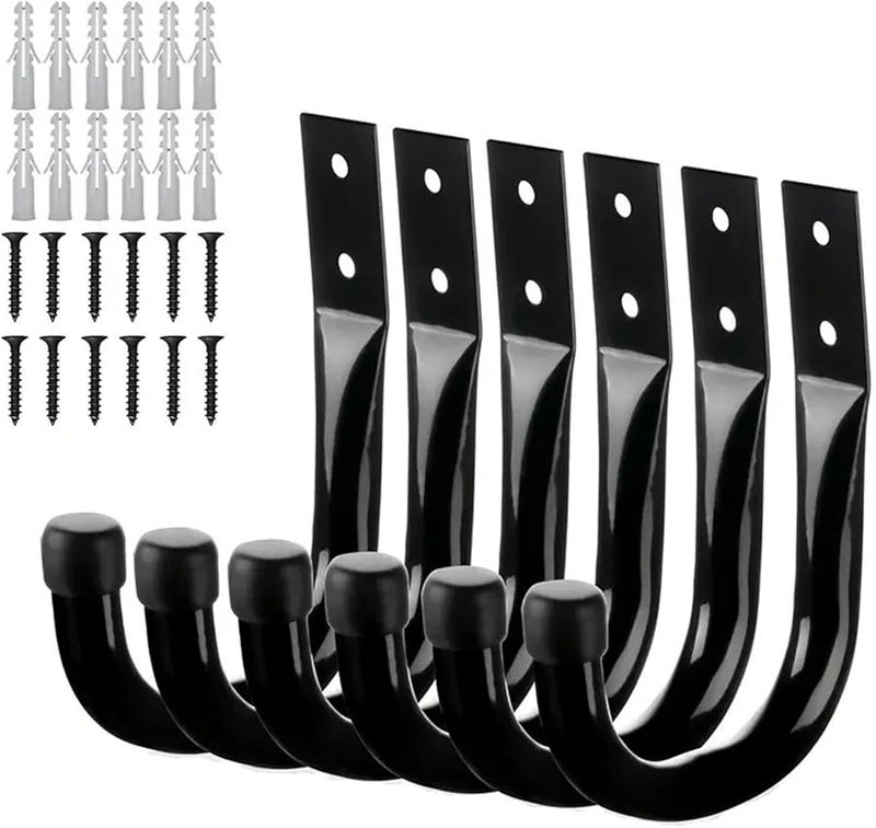 Black Heavy Duty Iron Garage Storage Hooks for Garden Tools Ladders Bicycles - Image 1