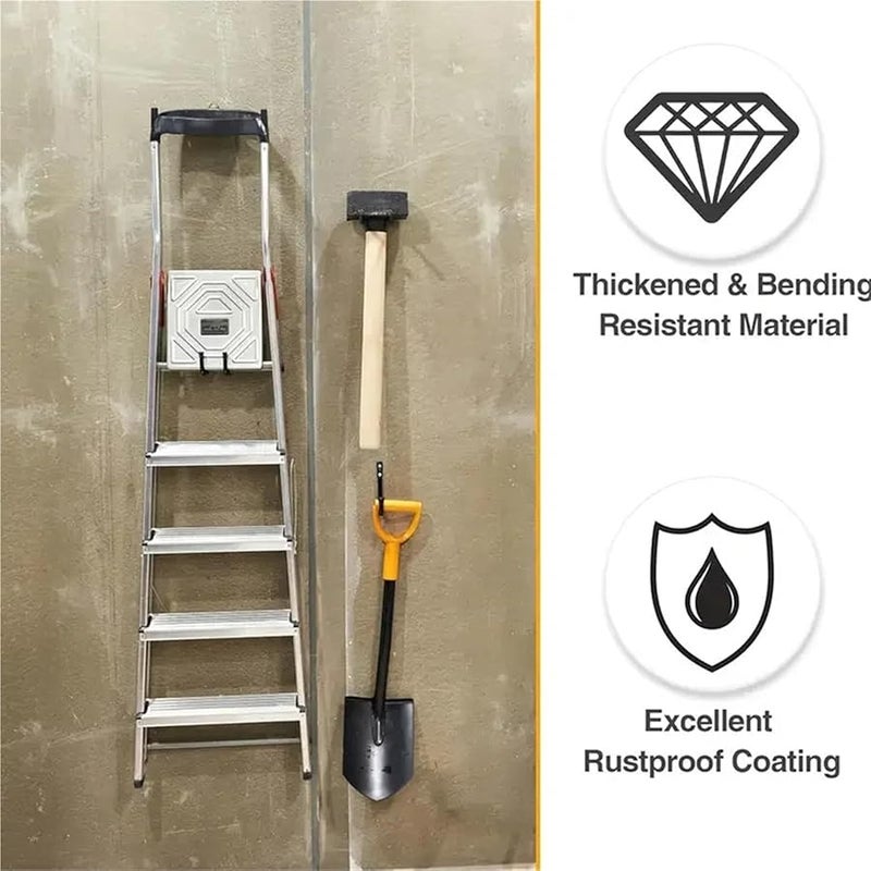 Black Heavy Duty Iron Garage Storage Hooks for Garden Tools Ladders Bicycles - Image 4