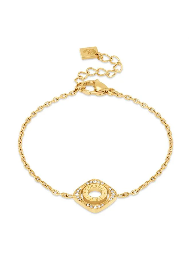 Leadri Silver Yellow Gold Plated Stainless Steel Chain Bracelet for Women 170mm