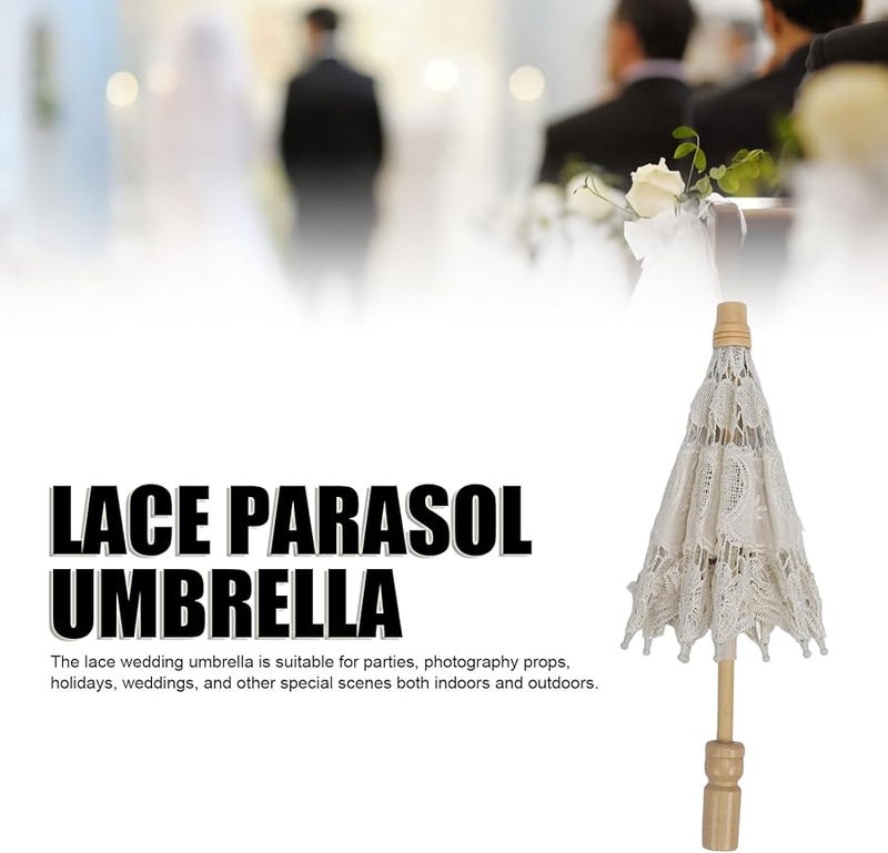 Beige Lace Wedding Umbrella Foldable Compact Lightweight Bridal Photography Prop - Image 2