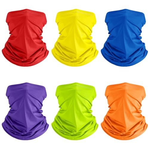 Geyoga 6 Pieces Summer UV Protection Cooling Neck Gaiter Face Clothing Neck Gaiter Mask Scarf Sunscreen Breathable Bandana(Bright Colors) - Image 1