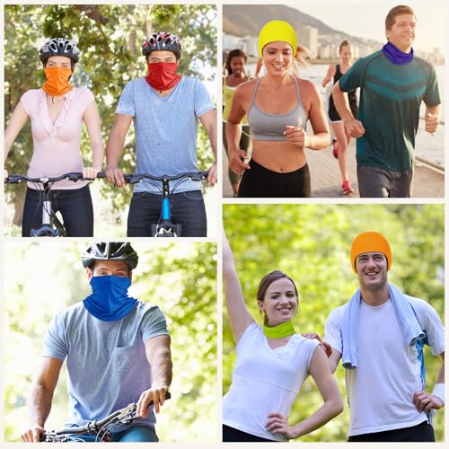 Geyoga 6 Pieces Summer UV Protection Cooling Neck Gaiter Face Clothing Neck Gaiter Mask Scarf Sunscreen Breathable Bandana(Bright Colors) - Image 5