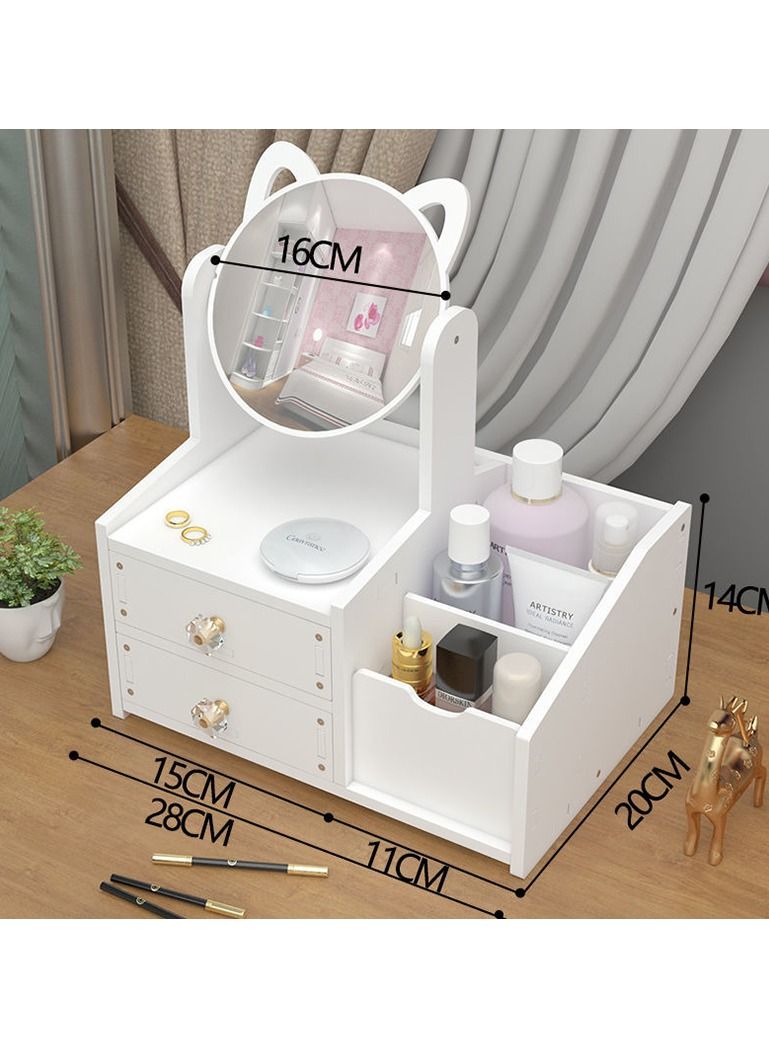 Decorative mirror portable mirror girl desktop dressing mirrors student dressing table simple mirrors with storage box - Image 2