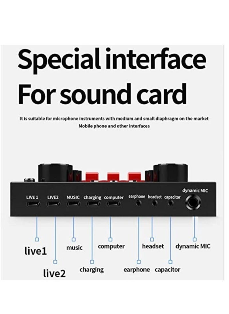 BGM Live Streaming Sound Adapter Phone Laptop Microphone Multi-Function High Sound Quality Intelligent Compatibility Sound Adapter  - Image 2