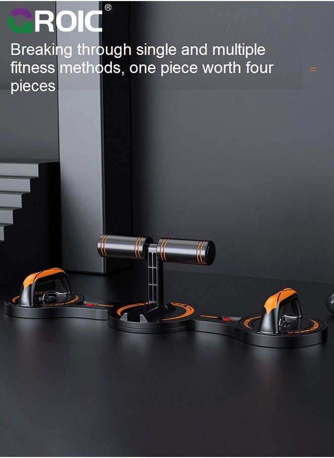 GROIC Push Up Board System, Push Up Board with Sit up Stand, Resistance Bands, Abdominal Wheel 4-In-1 Set, Adjustable Angle & Detachable Multifunctional Push Up Board, Strength Training Fitness Equipment  - Image 5