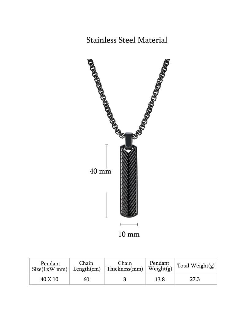 HomeNoor Men’s Vertical Bar Chevron Pendant Necklace, 60cm Black Stainless Steel Hip‑Hop Accessory for Daily Wear - Image 2