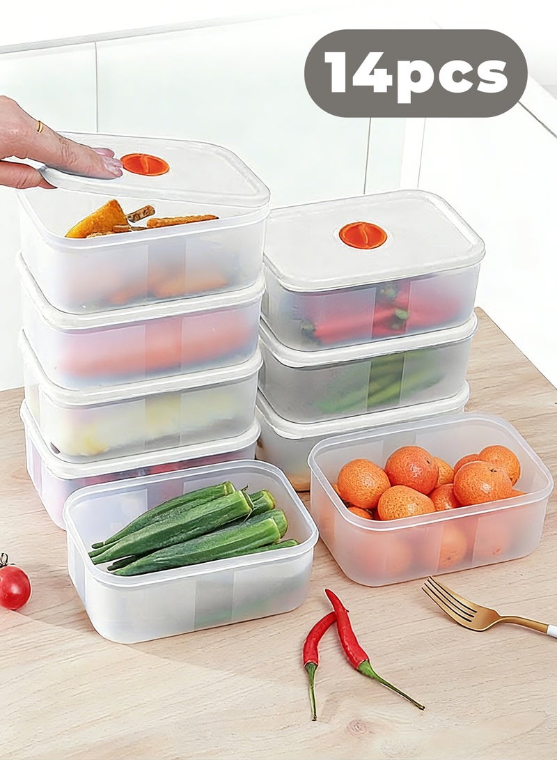 14-piece set of food storage containers with lids, leak-proof meal prep containers, for kitchen storage, reusable plastic, microwave and dishwasher safe, transparent - Image 1