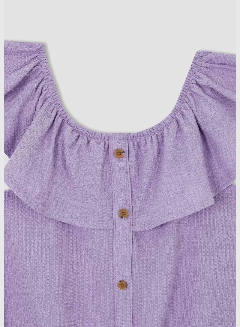 ديفاكتو Regular Fit Sleeveless Frill Detail Blouse & Trousers Set