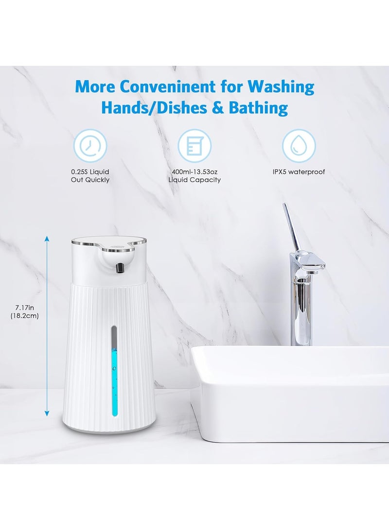 هاي هونور موزع صابون أوتوماتيكي, موزع صابون رغوي, استشعار بدون لمس, تثبيت جداري, يوضع على الطاولة, شحن USB قابل لإعادة الشحن, سعة 400 مل, مستويان للإخراج, صرف سريع 0.25 ثانية, للحمام والمطبخ - Image 3