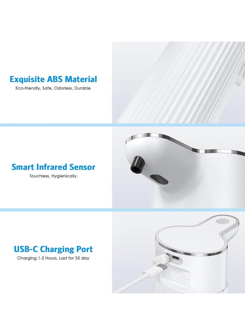هاي هونور موزع صابون أوتوماتيكي, موزع صابون رغوي, استشعار بدون لمس, تثبيت جداري, يوضع على الطاولة, شحن USB قابل لإعادة الشحن, سعة 400 مل, مستويان للإخراج, صرف سريع 0.25 ثانية, للحمام والمطبخ - Image 2