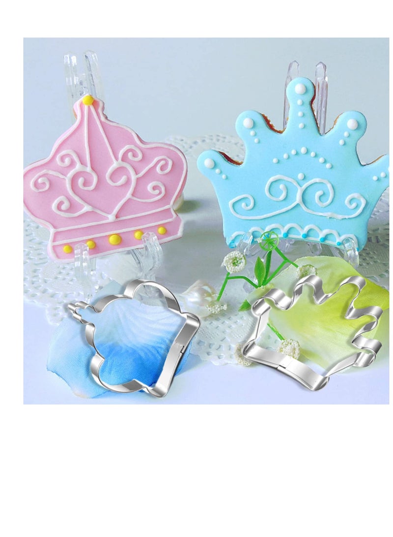 Excefore 4 قطع قاطع خبز المطبخ، قاطع بسكويت شكل التاج، قاطع بسكويت كرتوني، بسكويت بشكل تاج، قواطع فوندان لوقت ممتع مع الأطفال - Image 5