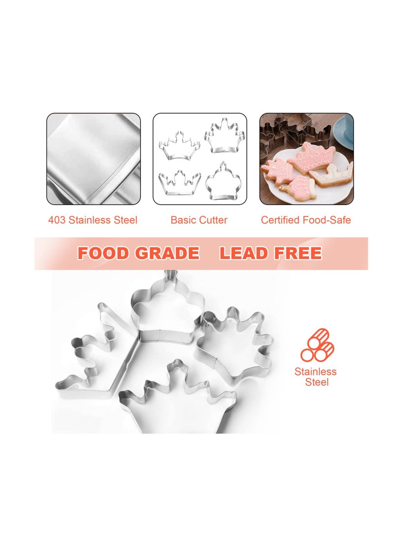 Excefore 4 قطع قاطع خبز المطبخ، قاطع بسكويت شكل التاج، قاطع بسكويت كرتوني، بسكويت بشكل تاج، قواطع فوندان لوقت ممتع مع الأطفال - Image 3