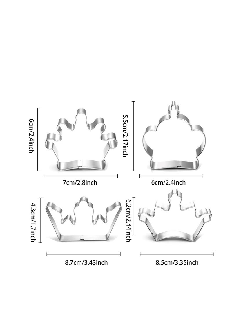 Excefore 4 قطع قاطع خبز المطبخ، قاطع بسكويت شكل التاج، قاطع بسكويت كرتوني، بسكويت بشكل تاج، قواطع فوندان لوقت ممتع مع الأطفال - Image 2