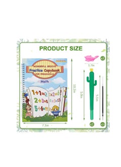 KASTWAVE Magic Practice Copybooks for Kids Reusable Handwriting Workbooks for Preschools Grooves Template Design and Handwriting Aid Practice for Kids Age 3-8 (4 Books with Pens)  - Image 2