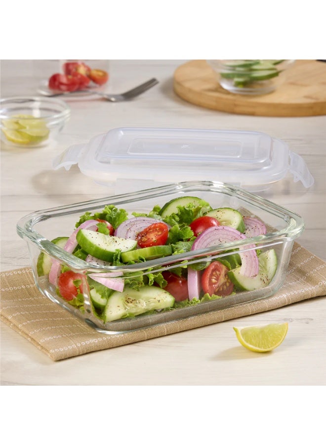 بوروسيل Borosil طقم علب طعام زجاجية بأشكال متنوعة - 3 قطع (320 مل + 370 مل + 1.04 لتر) - أغطية زرقاء - 12Dspl12 - Image 4