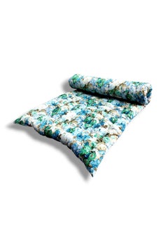 IMSMARTMART IMSMARTMART Paradise Orthopedic Cotton Mattress Foldable Hypoallergenic Lightweight 3x6 Ft Single Size Floral Blue  - Image 2