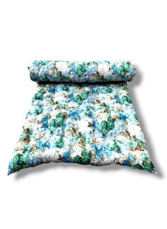 IMSMARTMART IMSMARTMART Paradise Orthopedic Cotton Mattress Foldable Hypoallergenic Lightweight 3x6 Ft Single Size Floral Blue  - Image 4