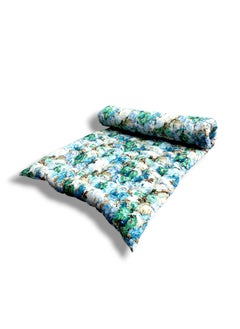IMSMARTMART IMSMARTMART Paradise Orthopedic Cotton Mattress Foldable Hypoallergenic Lightweight 3x6 Ft Single Size Floral Blue  - Image 3