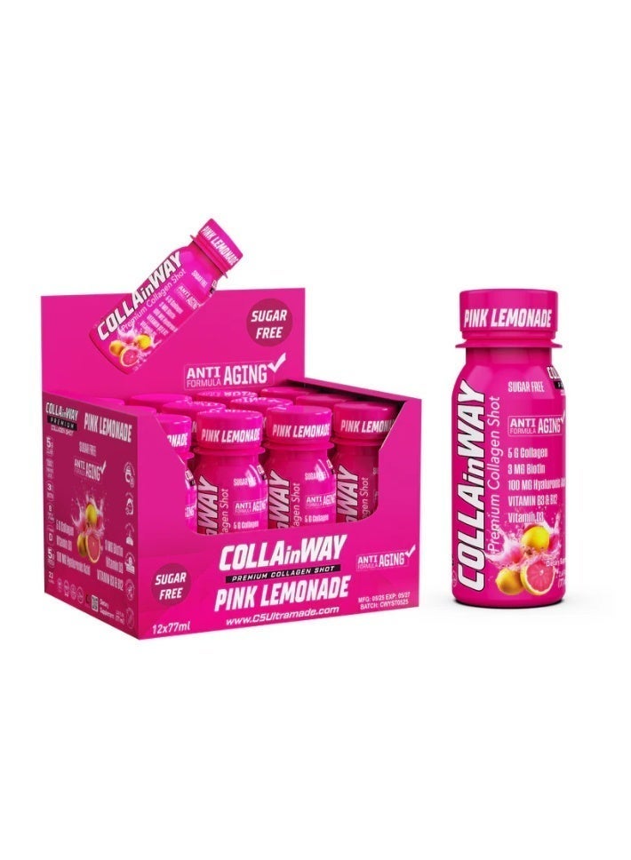 COLLAinWAY Premium Collagen Shot Pink Lemonade 77ml x 12 Bottles - Image 1