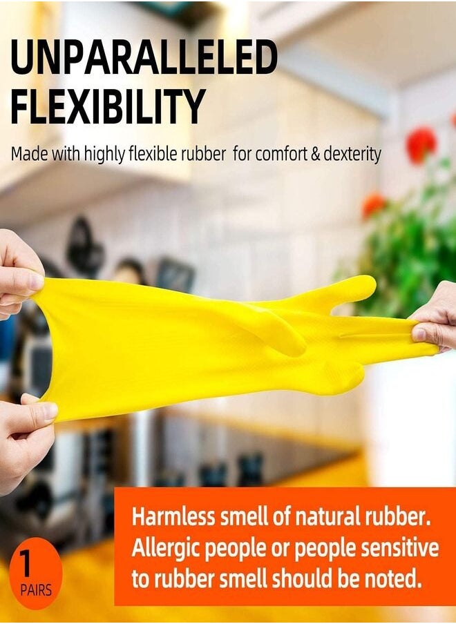 Thick Dishwashing Glove Yellow These rubber gloves for cleaning the outside allow you to wash pots and pans with hot water without getting burned, and the flexibility of these salt-resistant gloves makes them more comfortable.