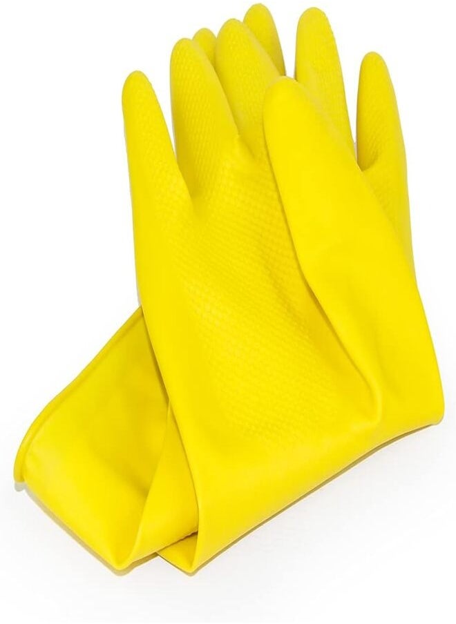 Thick Dishwashing Glove Yellow These rubber gloves for cleaning the outside allow you to wash pots and pans with hot water without getting burned, and the flexibility of these salt-resistant gloves makes them more comfortable.