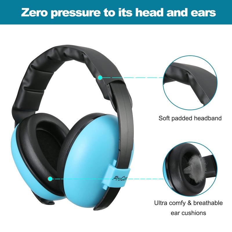 ProCase Baby Headphones for Noise, NRR 22 dB Ear Muffs for Airplane Sleep, Noise Cancelling Headphones, Infant Toddler Ear Protection 3 Months to 2 Years - Blue - Image 5