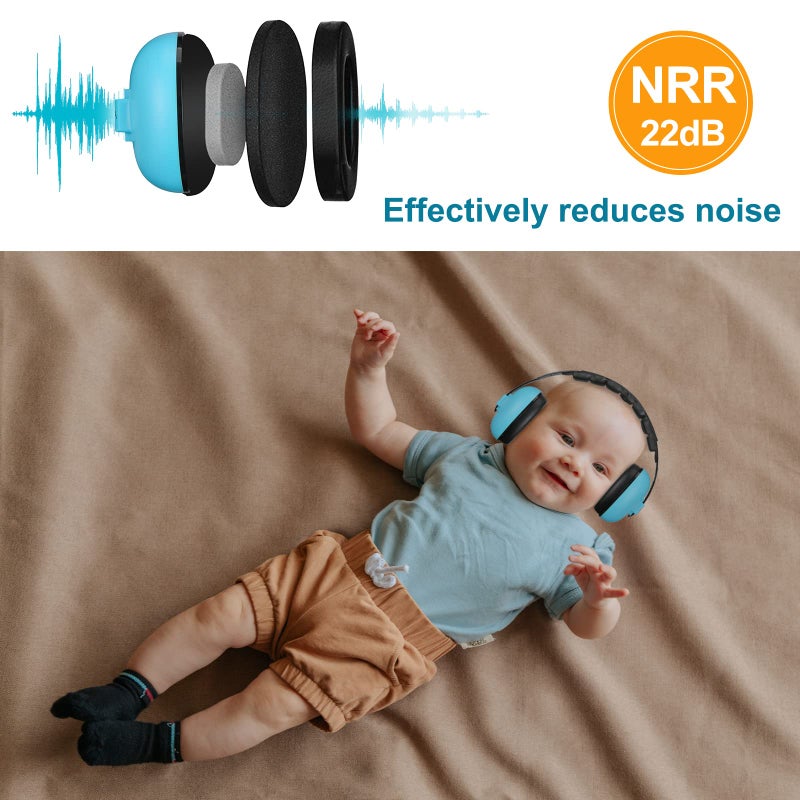 ProCase Baby Headphones for Noise, NRR 22 dB Ear Muffs for Airplane Sleep, Noise Cancelling Headphones, Infant Toddler Ear Protection 3 Months to 2 Years - Blue - Image 2
