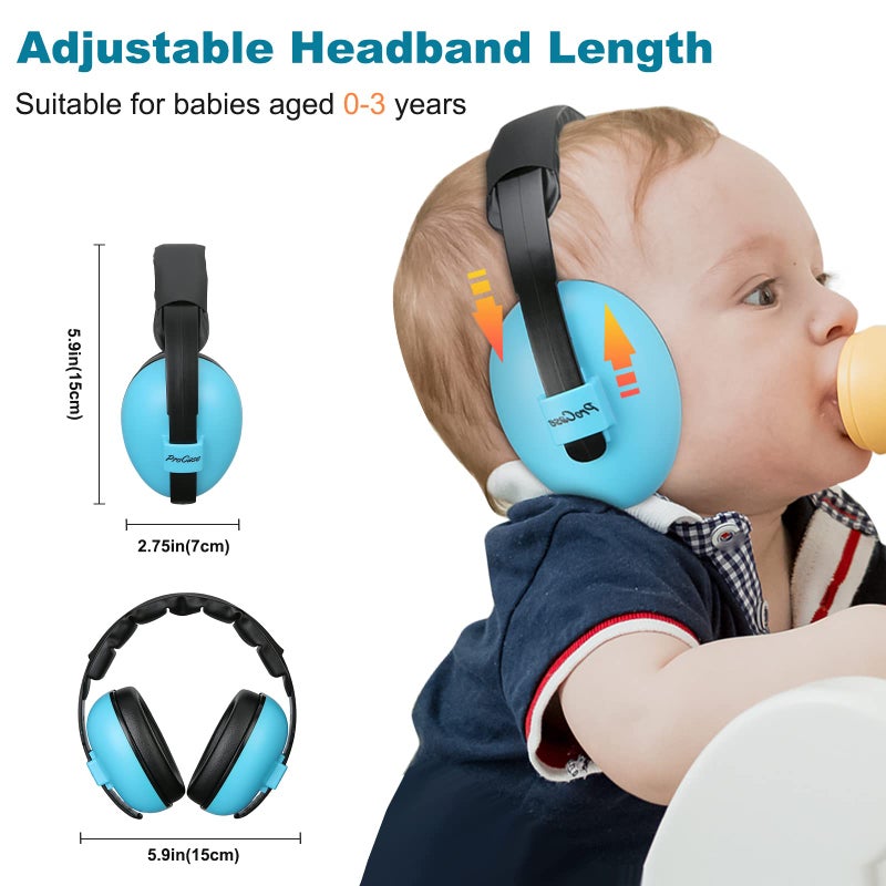 ProCase Baby Headphones for Noise, NRR 22 dB Ear Muffs for Airplane Sleep, Noise Cancelling Headphones, Infant Toddler Ear Protection 3 Months to 2 Years - Blue - Image 3