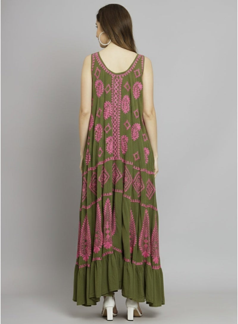 Alaya Hand Embroidered Chikankari Modal Kaftan-AL3605 - Image 4