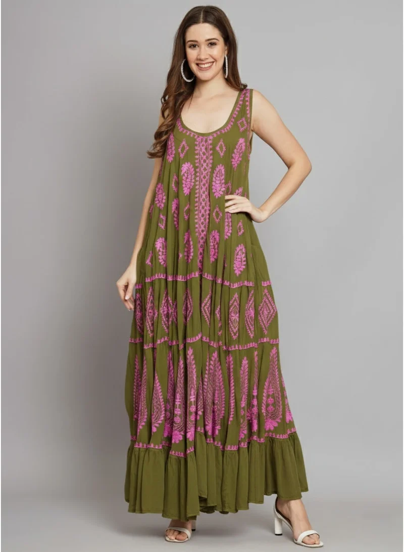 Alaya Hand Embroidered Chikankari Modal Kaftan-AL3605