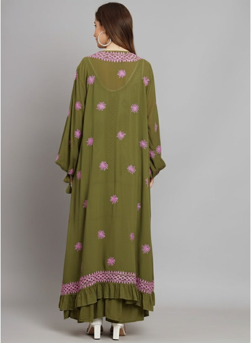Alaya Hand Embroidered Chikankari Modal Kaftan-AL3605 - Image 3