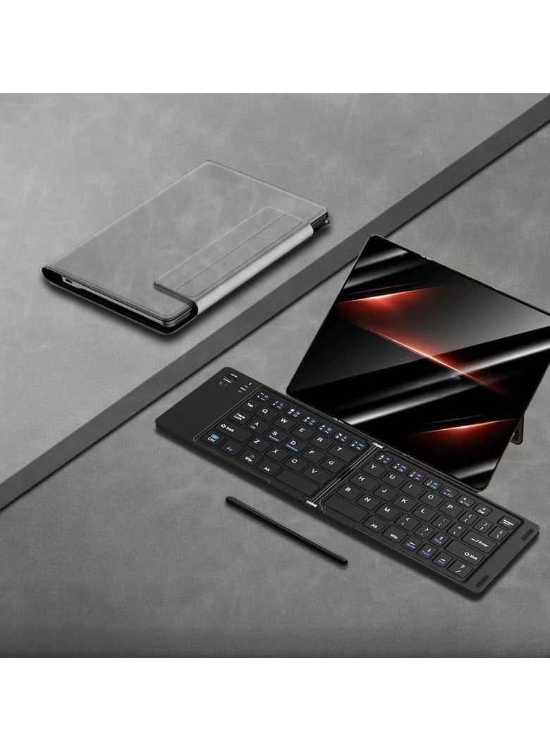 Mobile Office Kit for Huawei Mate XT Ultimate (2024) Includes Bluetooth portable foldable detachable mini keyboard with leather case, stylus, and pen slot