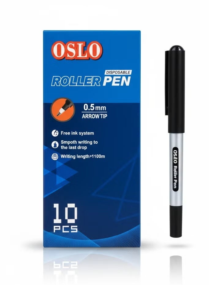 Oslo Roller Gel Pen, 0.5mm Arrow Tip, Blue Ink, Pack of 10 - Image 1