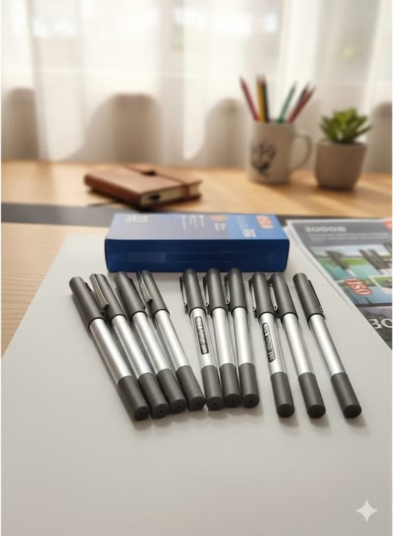 Oslo Roller Gel Pen, 0.5mm Arrow Tip, Blue Ink, Pack of 10 - Image 3