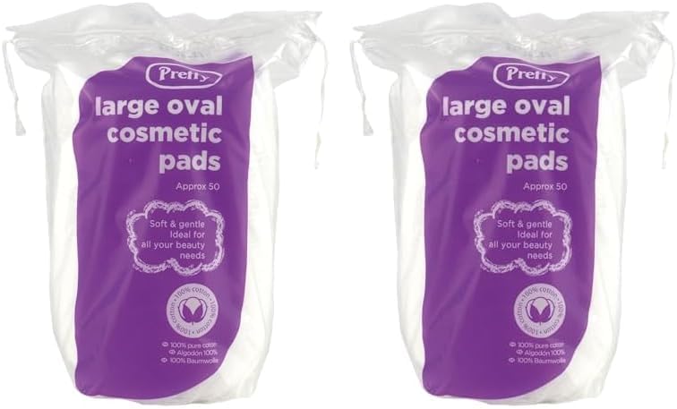 Pretty 50 Large Oval Cotton Cosmetic PadsDiscs Lint Free Non Fleecing Pack of 2