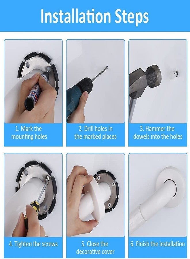 BATH GURU Heavy Duty High Grade ABS and Stainless Steel Grab Bar Safety Rail Handle for Senior Citizen Wall Mounted Grab Bar for Toilet Bathroom Bathtub (18 INCH, White) - Image 5