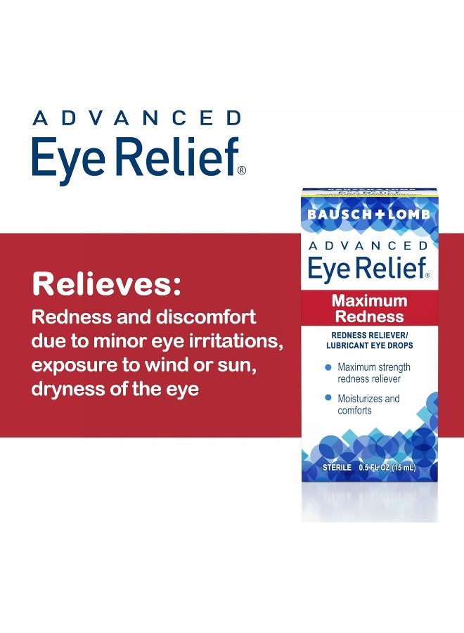 Bausch + Lomb Advanced Eye Relief Maximum Redness Reliever, 0.5-Ounce Bottles (Pack Of 6) - Image 3
