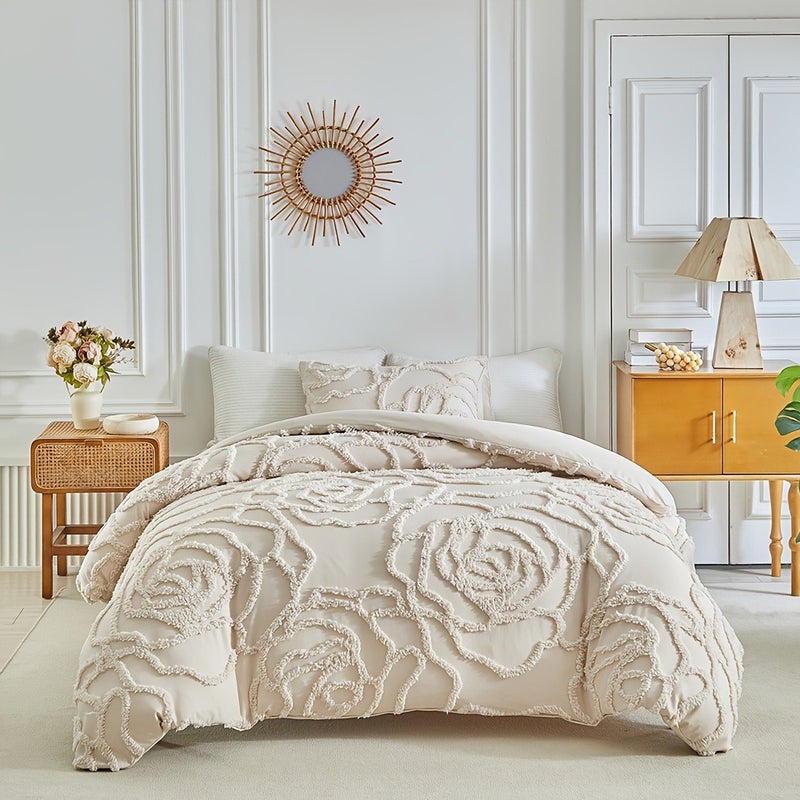Spring And Summer New Tufted Duvet Cover Set 2/3pcs Set (1 Duvet Cover And 1/2 Pillowcases), Beautiful, Easy And Fashionable Design, All-Season Bedroom Bedding Duvet Cover - Image 1