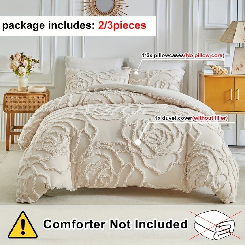 Spring And Summer New Tufted Duvet Cover Set 2/3pcs Set (1 Duvet Cover And 1/2 Pillowcases), Beautiful, Easy And Fashionable Design, All-Season Bedroom Bedding Duvet Cover - Image 5