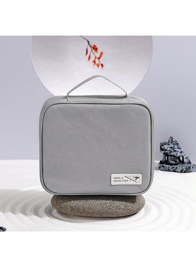 Hearts Cosmetic Storage Case|Makeup Kit Box For Women|Small Vanity Case|Pouch For Home & Travel|Two Compartment|Zipper Closure (Grey) - Image 4